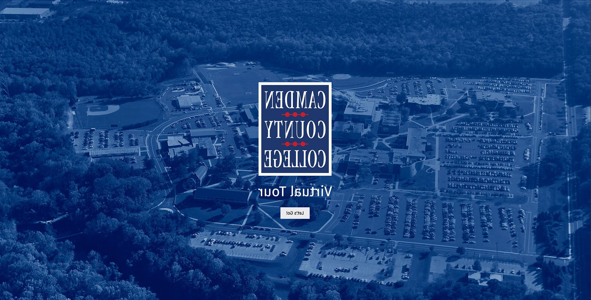 The cover screen of camden county college's blackwood campus virtual tour